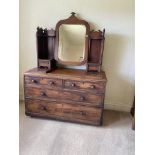 A 19th Century mahogany four drawer Chest, adopted, now with swing frame mirror and two brackets,