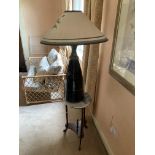 A modern circular marble top Lamp Table, a large stoneware modern Table Lamp 37'' (94cms) and a pair