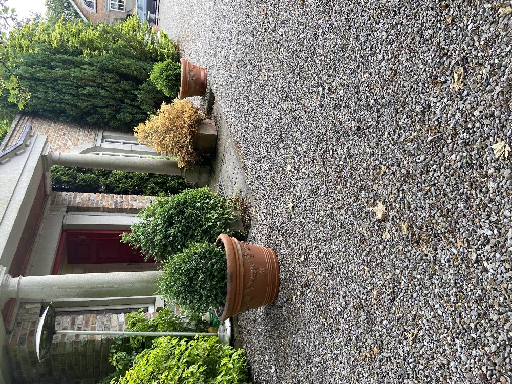 A very long pair of relief moulded terracotta Planters, of circular tapering form with fruit