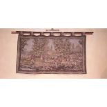 A modern machine made cotton Tapestry, depicting 18th Century hunting scene, 47'' x 84'' (119cms x