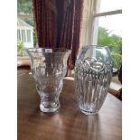 A fine large Waterford crystal Vase, with fluted body, 13'' (33cms) and another heavy glass Vase (