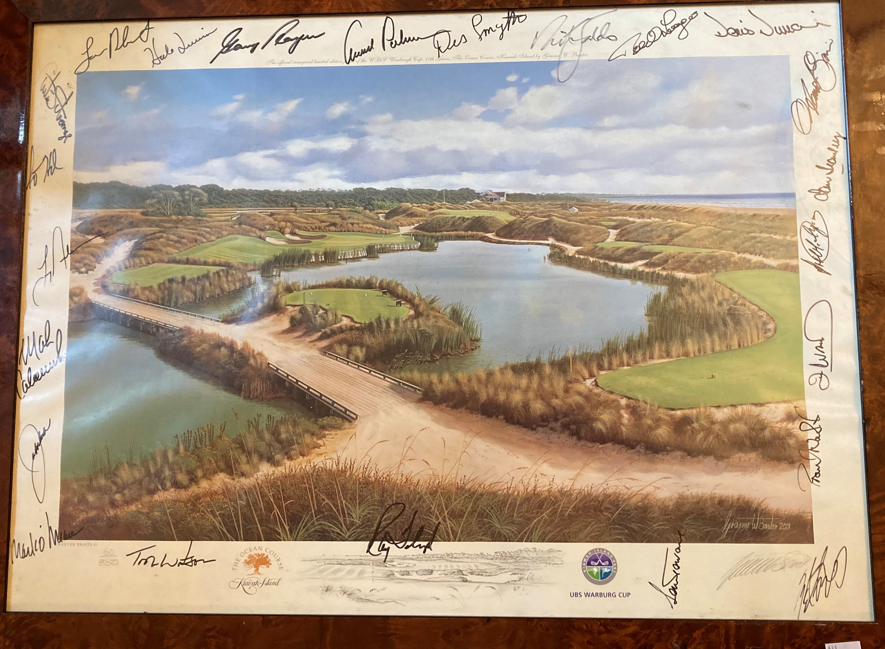 Golf Memorabilia:  A collection of framed Items of various Pro Am and other events, including a