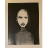 Eddie Cahill 1952 ''Girl with Pale Face,'' mixed media, 23'' x 17'' (58cms x 42cms). (1) * The