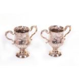 A very good pair of two handled Irish silver Cups, George III period by Charles Townsend, Dublin