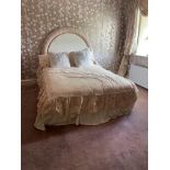 A modern 5' Bed Complete, with two tone padded headboard, duvet, bedspread, linen and pillows,