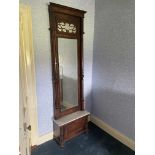 A 19th Century walnut Pier Mirror, with moulded cornice above a bevelled plate flanked with two