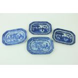 Two pairs of Xiangshi blue and white porcelainÿPlatters, each of rectangular form with canted
