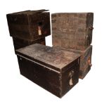 A collection of 5 large wooden Trunks, some metal bound, the majority with Gaisford-St. Lawrence