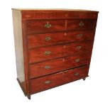 A good 19th Century mahogany Chest of drawers with inlaid frieze and pilasters around four long