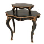 An attractive 19th Century ebonised and gilt decorated two tier Centre Table, with graduating