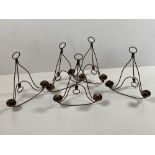 A set of five - two branch 19th Century wrought iron Wall Candle Sconces,ÿeach approx. 18" (46cms)