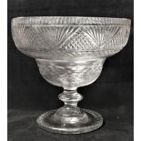 A fine quality 19th Century Irish cutglass circular Centre Fruit Bowl, with turned stem on