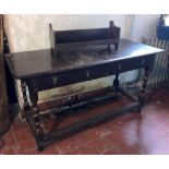 A good old oak Side Table, in the 17th Century style, with two frieze drawers on turned supports