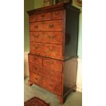 A good quality late 18th Century crossbanded and inlaid figured walnut Chest on Chest, the upper