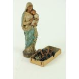 A collection of Rosary Beads, together with a painted Model of Madonna and Child, as a lot, w.a.