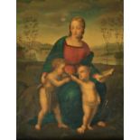 After Raphael  "The Madonna of the Goldfinch," O.O.C., (19th Century Copy), approx. 19" x 14 1/2" (