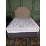 A 5' double Divan Mattress, by Gleneagle bedding, in damask fabric on associated base, as a bed, w.