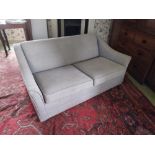 An ebony strung Berg‚re two seater Settee, with cane arm panels and back, above a cushion seat,
