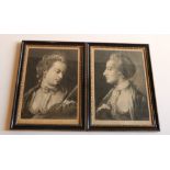 After Thomas Frye (c. 1710 - 1762)ÿ A set of 6 original mezzotint Engravings, including self