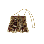 A very attractive gilt metal Ladies Evening Purse, with dark cabochon clasp, the exterior with