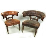 A good rare pair of William IV period Irish mahogany Library Desk Chairs, each horse shoe shaped