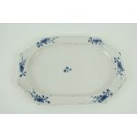 An 18th Century blue and white Delft Plate, probably Dublin, of rectangular form with canted corners