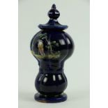 A rare early 19th Century dark blue Continental porcelainÿ'pagoda' shaped Vase and Cover, with