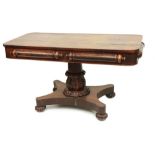 A late William IV Irish rosewood Library Table, stamped by Williams & Gibton No: 7705, the
