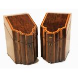 A rare quality pair of matching George III period inlaid and crossbanded mahogany Knife Boxes,