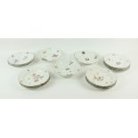 A good set of 12 - 19th Century Meissen porcelain Plates,ÿwith lobed basket moulded border and