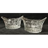 An important pair of 18th Century Irish, possibly Waterford, cutglass oval or boat shaped Bowls,