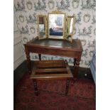 A Victorianÿmahoganyÿrectangular Writing Table,ÿwith two frieze drawers, on octagonal fluted legs