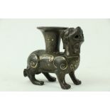 An 18th Century bronzeÿIncenseÿBurner, in the shape of Dog of Foo, with silver and silver gilt