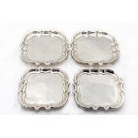 A set of 4 George I Irish silver Card Trays, by John Hamilton, Dublin 1727, each of square