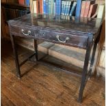 A 19th Century mahogany Side Table, with rectangular top and frieze drawer with brass drop handles
