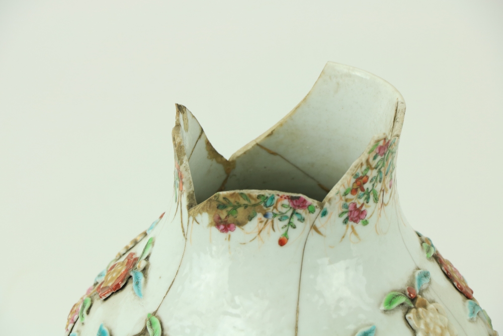An 18th Century Chinese Famille Rose balusterÿshaped Vase, decorated with flowers, 14" (36cms), as - Image 2 of 2