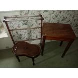 A William IV period mahogany Bidet, with ceramic liner and shaped cover on ring turned legs, 24" (
