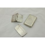 A silver Cigarette Case, a Birmingham curved silver Card case, and one other inscribed J.