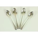 A good set of 8 crested and bright cut silver Dessert Spoons, by T. & W. Chawner, London c. 1770,