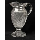 A very fine late 18th Century Waterford cutglass Water Jug, of pineapple cut design on circular