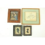 Two 19th Century Silhouette Profile Portrait Miniatures, one Lady Frances St. Lawrence, married