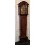 A good quality 18th Century walnut Longcase Clock, with arched blind fret work hood over a brass and
