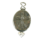 A small 17th Century oval silver Reliquary Locket, with Virgin and Child on front, and with