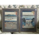 A pair of Japanese Wood Blocks. (2)