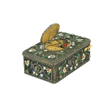A fine quality 19th Century Swiss silver cased rectangular singing bird Automaton Music Box, in