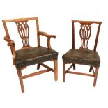 A composite set of 14 mahogany Dining Chairs, Provincial, 18th Century, (including two open