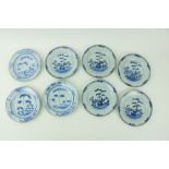 A set of 8 Chinese blue and white porcelain Plates,ÿ18th Century, decorated with bamboo trees 9" (