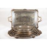 An early 19th Century - 15 piece Sheffield silver plated and crested Platter Set, including a