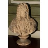 A small late 19th Century chalk Bust, of Dean Jonathan Swift (1667 - 1745), head and shoulders