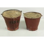 Six old galvanized red painted Fire Buckets,ÿwith loop carrying handles. (6)
